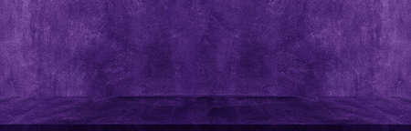 Purple room background wide horizontal decorative cement wall with abstract wallpaper background. Design.の写真素材