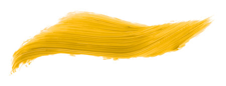 Shiny yellow brush isolated on white background. Yellow watercolor.の写真素材