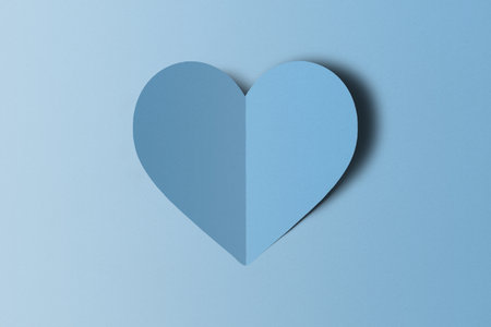 light blue paper Cut into a heart shape, Valentine's Day festival.の写真素材