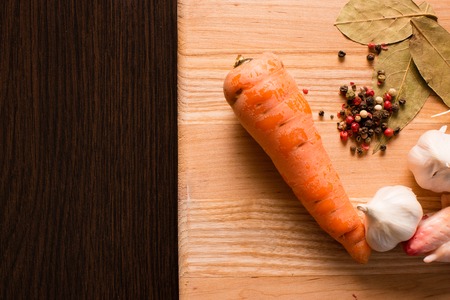 chicken garlic carrot spicesの写真素材