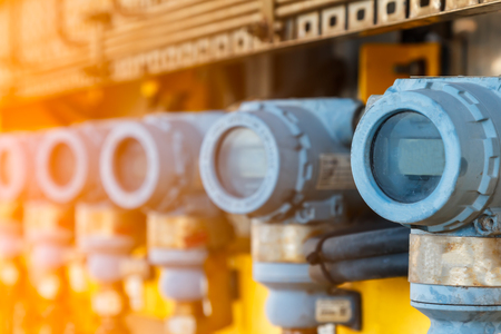 Digital pressure gauge of oil and gas in process controller, Programmable logic controllerの写真素材
