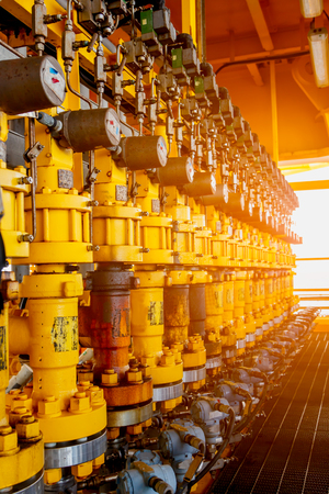 Control valve in oil and gas process,Valve used to controlled pressure,open and close,Show position on and off in the system,Oil and gas industry use to controlled the system.の写真素材