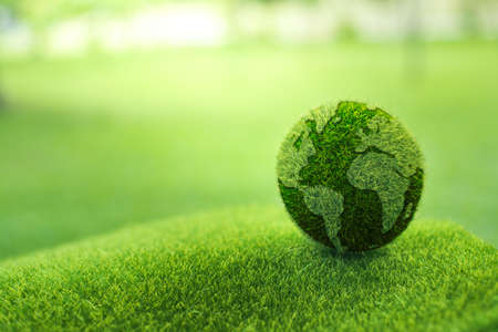 Close up earth on green background. protect nature.Save Earth.concept of the environment World Earth Day.の写真素材