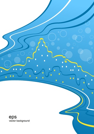 Easy blue background with a city silhouetteのイラスト素材