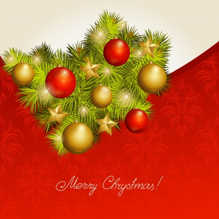 Red background with a New Year treeのイラスト素材