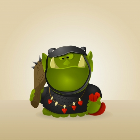 Funny orc warrior. Very hungry. A vector.のイラスト素材