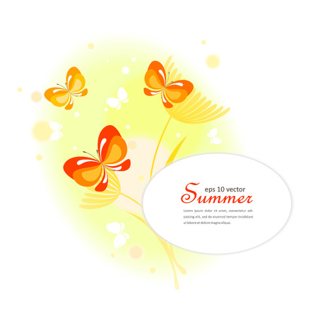 Summer light background with a flower and butterflies. Vector.
のイラスト素材