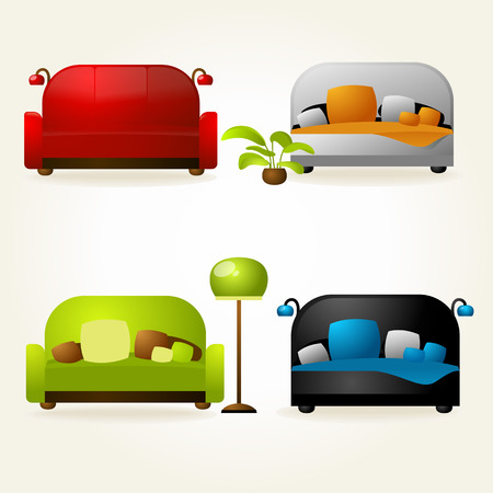 House furniture and office. Sofas and beds. Vector.のイラスト素材