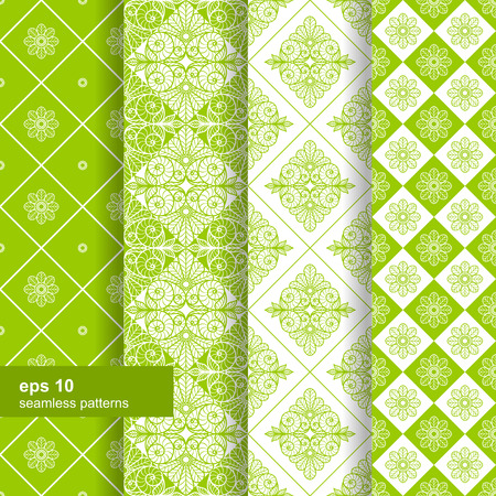 Set of 4 seamless pattern. Ornamental flowers. Vector.のイラスト素材