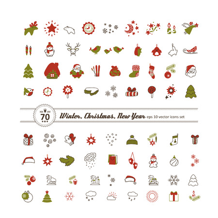 Set of icons - New Year, Christmas, winter. A vector.のイラスト素材