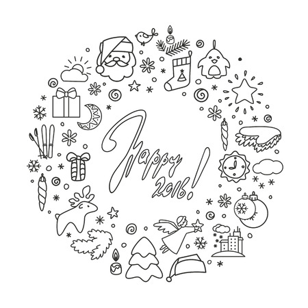 Backgrounds with icons - New Year, Christmas, winter. A vector.のイラスト素材