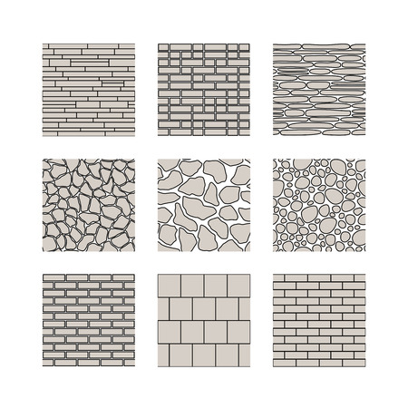 Simple seamless texture - brick, stone wall. Vector set.のイラスト素材