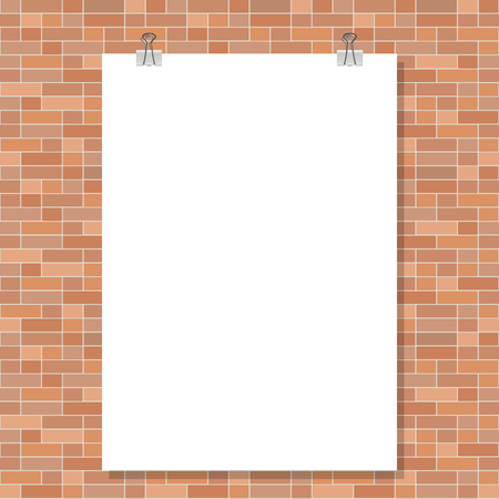 Template - blank sheet of paper on the stone wall. Vector.のイラスト素材
