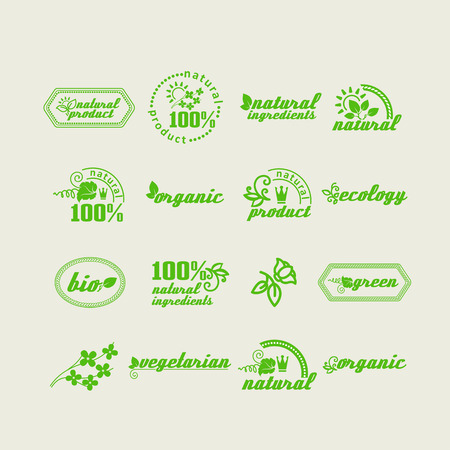 Set of elements for design - ecology, eco-friendly natural products and food. A vector.のイラスト素材