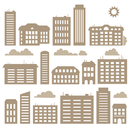 Silhouettes of buildings. Urban cityscape. Vector illustration.のイラスト素材