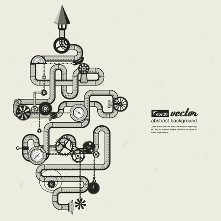 Decorative composition in style the steam punk - pipes. Vector illustration.のイラスト素材