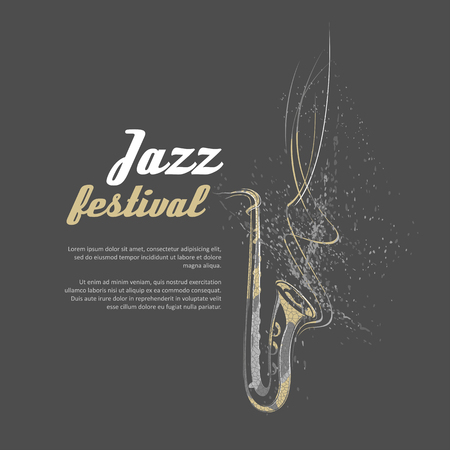 Simplified illustration - Music. Notes, lines, saxophone.のイラスト素材
