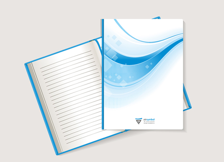 The form for a notebook, the daily logwith a blue wave and the abstract sign. Vector.のイラスト素材