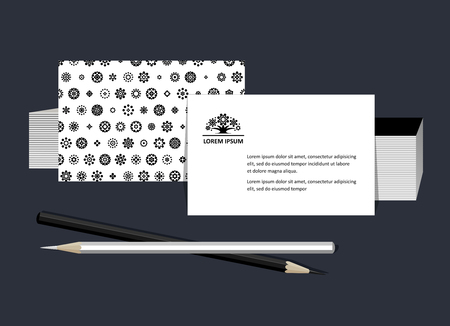 The neutral business cards with the stylized tree. Vector.のイラスト素材