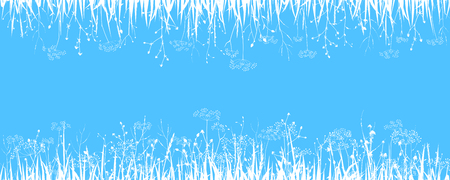 Nature art - background with wild grasses. Vector illustration.のイラスト素材