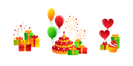 Holidays, cheerful events. Composition for your design - banners, posters, placards, brochures, flyers etc.のイラスト素材