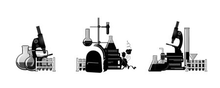 Chemistry. Template for for your design - banners, posters, placards, brochures, flyers etc. Eps10 vector set.のイラスト素材
