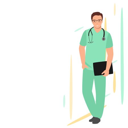 Vector flat illustration - doctor in full growth. eps 10.のイラスト素材