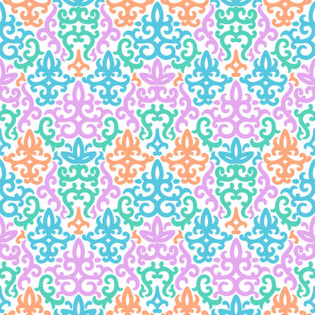 Seamless pattern with magic flowers and leaves. Floral drawing with line-artのイラスト素材