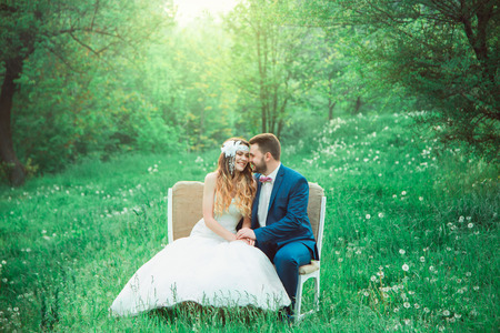boho style wedding, vintage wedding, bride and groom, sincere feelings, a holiday for two, a wedding in retro style, fashionable toning, creative colorの写真素材
