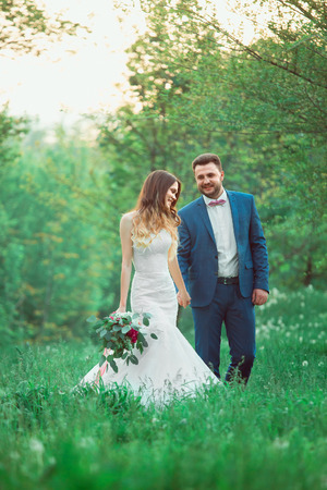 boho style wedding, vintage wedding, bride and groom, sincere feelings, a holiday for two, a wedding in retro style, fashionable toning, creative colorの写真素材