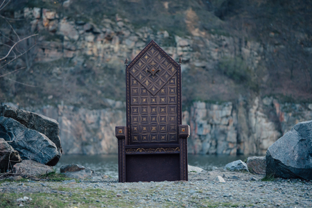 black gothic throne against the dark rocky mountains, vampire, hip toning, creative color, dark-Bohoの写真素材