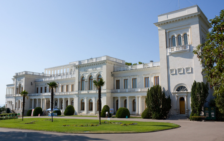 YALTA, RUSSIA - AUGUST 11, 2012: Livadia Palace in Crimea. Livadia Palace was the summer retreat of the Emperor Nicholas II.のeditorial素材