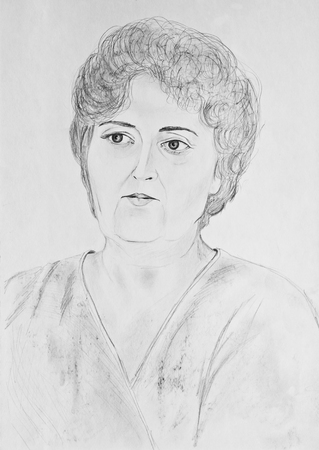 Portrait of a beautiful  woman. Pencil drawing on paperの写真素材