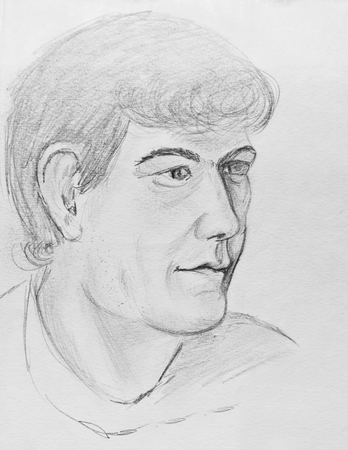 Portrait of a young man. Pencil drawing on paperの写真素材