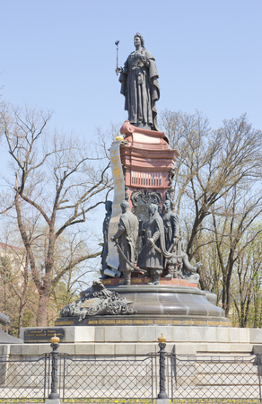 KRASNODAR, RUSSIA- APRIL 10, 2018: Monument to Empress Catherine II Great at Catherine Square in Krasnodarのeditorial素材