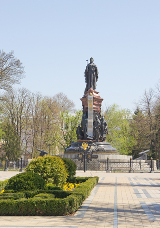 KRASNODAR, RUSSIA- APRIL 10, 2018: Monument to Empress Catherine II Great at Catherine Square in Krasnodarのeditorial素材