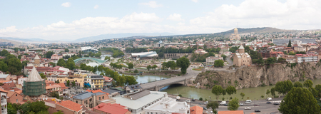 Tbilisi, Georgia-August 08, 2013: top view of the historical center of Tbilisi from Narikala fortress. Tbilisi is the capital of Georgiaのeditorial素材
