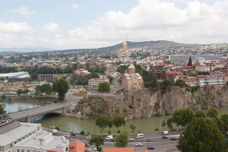 Tbilisi, Georgia-August 08, 2013: top view of the historical center of Tbilisi from Narikala fortress. Tbilisi is the capital of Georgiaのeditorial素材