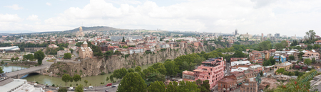 Tbilisi, Georgia-August 08, 2013: top view of the historical center of Tbilisi from Narikala fortress. Tbilisi is the capital of Georgiaのeditorial素材