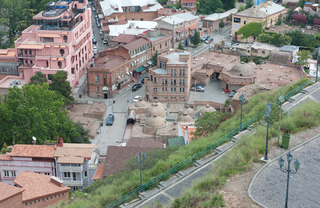 Tbilisi, Georgia-August 08, 2013: top view of the historical center of Tbilisi from Narikala fortress. Tbilisi is the capital of Georgiaのeditorial素材