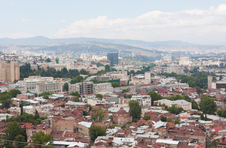 TBILISI, GEORGIA - AUGUST 08, 2013: Top view of Tbilisi from the Narikala fortress. Tbilisi is the capital of the Republic of Georgiaのeditorial素材