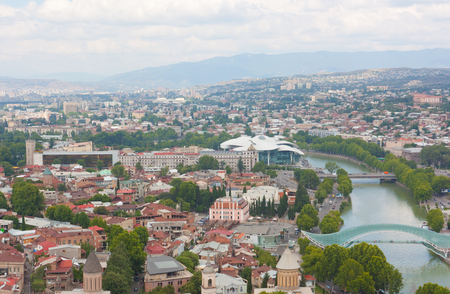 TBILISI, GEORGIA - AUGUST 08, 2013: Top view of Tbilisi from the Narikala fortress. Tbilisi is the capital of the Republic of Georgiaのeditorial素材