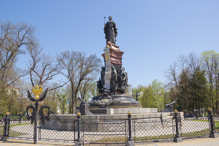 KRASNODAR, RUSSIA- APRIL 10, 2018: Monument to Empress Catherine II Great at Catherine Square in Krasnodarのeditorial素材