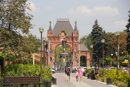 KRASNODAR, RUSSIA-AUGUST 17, 2016:Monument of holy GreatMartyress Catherine. Holy GreatMartyress Catherine is patron of the Krasnodar city.のeditorial素材