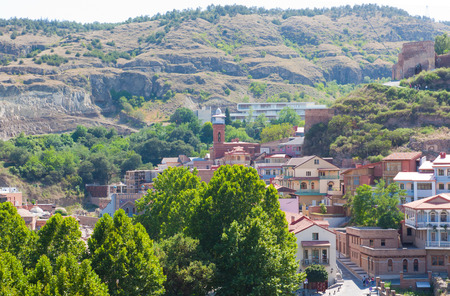 Tbilisi, Georgia-August 07, 2013: Old Tbilisi district. Muslim mosque at the foot of Narikala fortressのeditorial素材