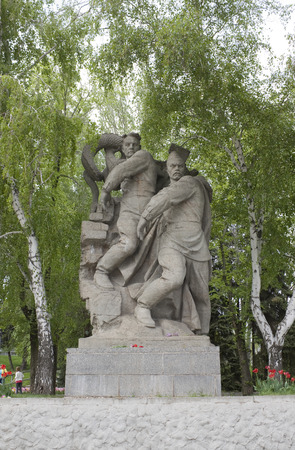VOLGOGRAD,  RUSSIA - MAY 8, 2011. Sculpture in the historical memorial complex "Mamaev Kurgan" in Volgogradのeditorial素材