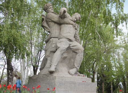 VOLGOGRAD,  RUSSIA - MAY 8, 2011. Sculpture in the historical memorial complex "Mamaev Kurgan" in Volgogradのeditorial素材