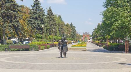 Krasnodar, Russia - August 19, 2016: Alexander Boulevard with monument Shurik and Lida in the center of Krasnodar. Heroes of soviet movie "Operation y and other Shurik's adventures"のeditorial素材