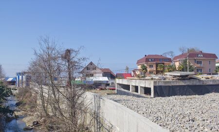Loo, Krasnodar Krai, Russia- March 24, 2017: Landscapes of the village in early spring. Loo is one of the areas of Greater Sochi on the Black seaのeditorial素材