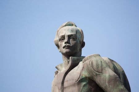 Monument to the famous Russian poet Lermontov . The monument is located at the confluence of the Mtkvari and Aragvi rivers near Tbilisi, Georgiaのeditorial素材